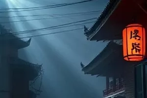 墨色机关横版封面，水墨背景里浮起木质机关结构