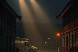 霓虹旧影横版封面，雨夜老街的招牌倒映在积水里